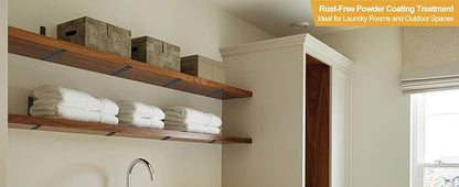 12 Pack - L 11" x H 6" x W1.5, 5mm Thick Black L Shelf Bracket, Iron Shelf Brackets, Metal Shelf Brackets, Floating Shelf, Shelf Supports with Screws