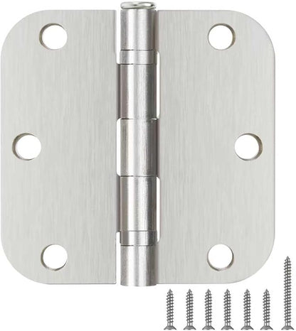 1 Pack Ball Bearing Door Hinges Satin Nickel 3.5 Inch 5/8" Radius Round Anti Squeak Interior 3-1/2"Flat Iron Bifold Standard Office Bedroom Indoor for Doors 3 ½" Hardware Home House Decor Accessories