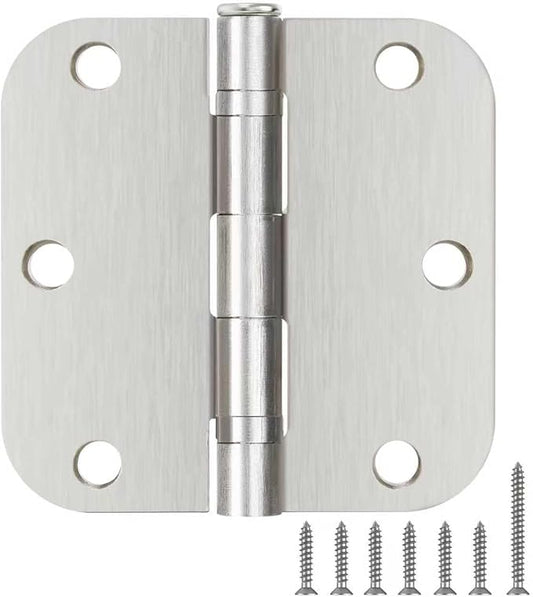 30 Pack Ball Bearing Satin Nickel Door Hinges 3.5 Inch 5/8"Radius Round Squeak Free Interior 3-1/2"Flat Bifold Standard Bedroom Indoor for Doors 3 ½" House Home Decor Improvement Accessories Hardware