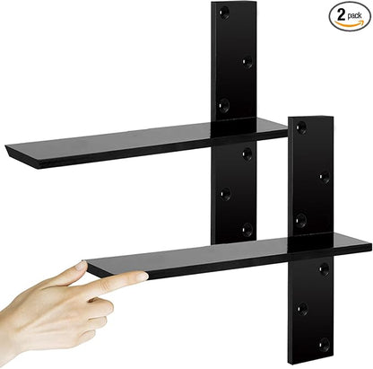 3/8" Thick Heavy-Duty Floating Shower Bench Brackets - 14" L x 2.5" W Wall Mount Bracket, Free Hanging T Shelf Support Brackets for Vanity, Granite Countertops, Dishwashers,Bench Seats (2-Pack)
