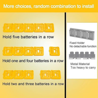 Battery Mount Holder Compatible for Dewalt 20V Max Batteries, Wall Mounts Hanger Fit for DCB200 DCB201 DCB202 DCB203 DCB204, Organize Garage/Workshop/Work Truck(10 Pack, w/20Screws, No Battery)