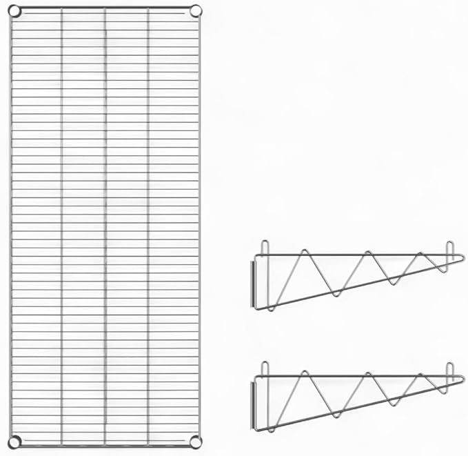 24" x 48" Chrome Wall-Mounted Wire Shelf with Epoxy Coating, Heavy-Duty Steel Storage Rack, NSF Certified, Easy Installation, Open Wire Design for Kitchen, Garage, or Utility Storage