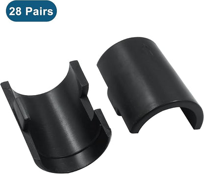56Pcs (28 Pairs) Wire Shelf Clips, 7/8"(22mm) Post Wire Shelving Shelf Lock Clips, Plastic Black Shelving Sleeves Replacements for Wire Shelving System