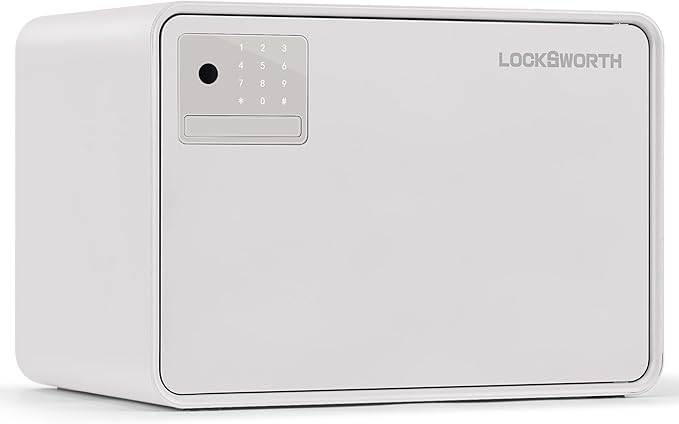 Biometric Safe for Home, 0.6 Cube Feet Auto-Open Fingerprint Safe with Touch Screen, Alarm System & Removable Shelf, Small Money Box for Cash, Jewelry, Documents, Home Office Use,White