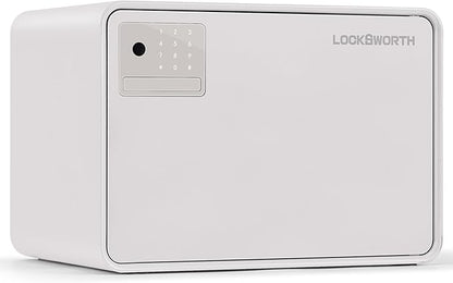 Biometric Safe for Home, 0.6 Cube Feet Auto-Open Fingerprint Safe with Touch Screen, Alarm System & Removable Shelf, Small Money Box for Cash, Jewelry, Documents, Home Office Use,White