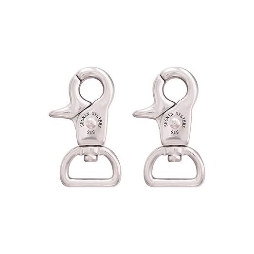 SHONAN 2" Small Trigger Snap Hooks, Marine Grade Stainless Steel Swivel Trigger Snaps, 2 Pack Scissor Clips, Small Lobster Claw Clips for Keychains, Bag Straps or Camera Belts, 40 Lbs Capacity