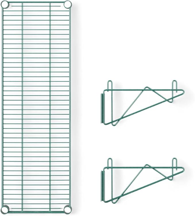 14" x 36" Green Wall-Mounted Wire Shelf with Epoxy Coating, Heavy-Duty Steel Storage Rack, NSF Certified, Easy Installation, Open Wire Design for Kitchen, Garage, or Utility Storage