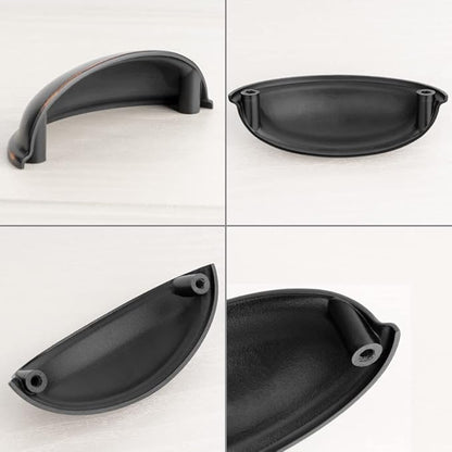 KOOFIZO 10 Pack 3 Inch Bin Cup Drawer Pulls Oil Rubbed Bronze Cabinet Handles Bronze Cabinet Pulls for Kitchen Cabinets Drawer Dresser Cupboard Bedroom Bathroom