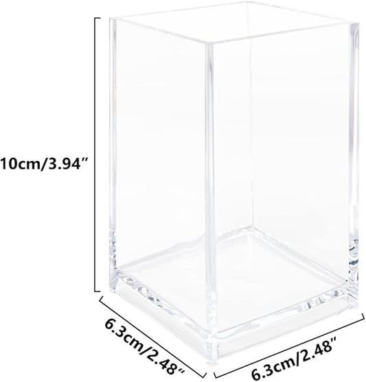 2 Pack Clear Acrylic Pencil Pen Holder Cup, Clear Makeup Brush Holder, Acrylic Cosmetic Brushes Storage
