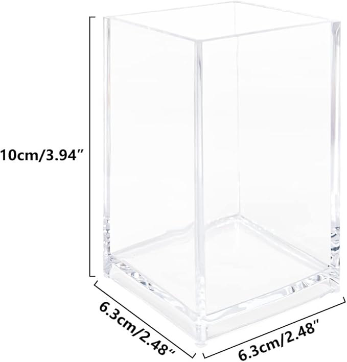 3 Pack Clear Acrylic Cosmetic Pencil Pen Holder Cup, Clear Makeup Brush Holder, Desk Acrylic Brushes Storage