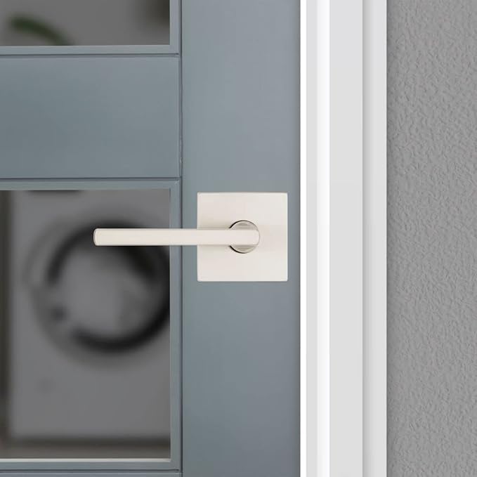 Kwikset Halifax Interior Passage Door Handle,Lever for Closet and Hallway Doors,Reversible Non-Locking Handle Lever,Satin Nickel,with Microban Protection,(Pack of 12)