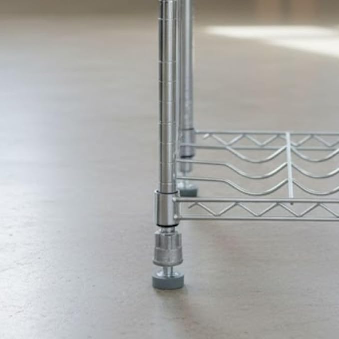 Soro Essentials- Set of 4 Stainless Steel Foot and 3/8"-16 Threaded Insert Wire Shelving Unit Post Leveler - Leveler for Wire Shelving Rack for Kitchen Storage for Precise Height Adjustments