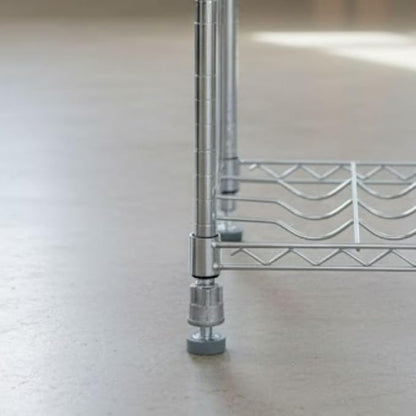 Soro Essentials- Set of 4 Stainless Steel Foot and 3/8"-16 Threaded Insert Wire Shelving Unit Post Leveler - Leveler for Wire Shelving Rack for Kitchen Storage for Precise Height Adjustments