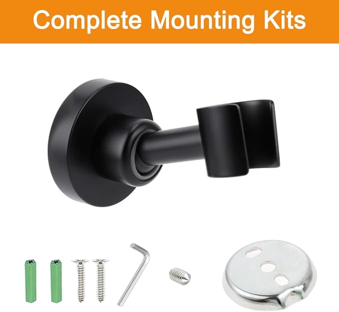 Shower Head Holder All Metal Handheld Shower Wand Bracket Adjustable Handheld Shower Head Holder Wall Mount Shower Wand Bracket Matte Black Finished