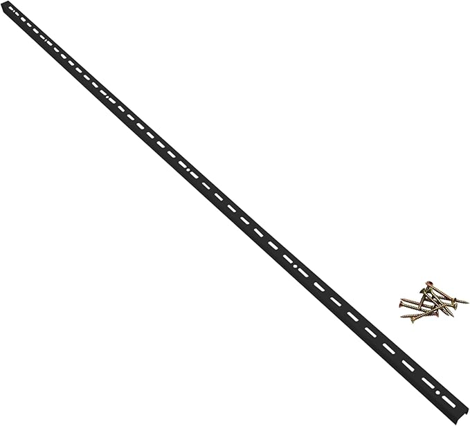 Shelving Track,ULIFESTAR Dual Trak Adjustable Wood Shelf Bracket,2PCS Direct Mount Into Fasttrack Garage Rail,Garage Organization System (17*10*1200mm/0.66*0.39*47.24" Single Row Black)