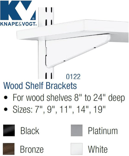 Knape & Vogt John Sterling Dual Trak Adjustable Wood Shelf Bracket, 7-Inch, Bronze, 0122-7BRZ