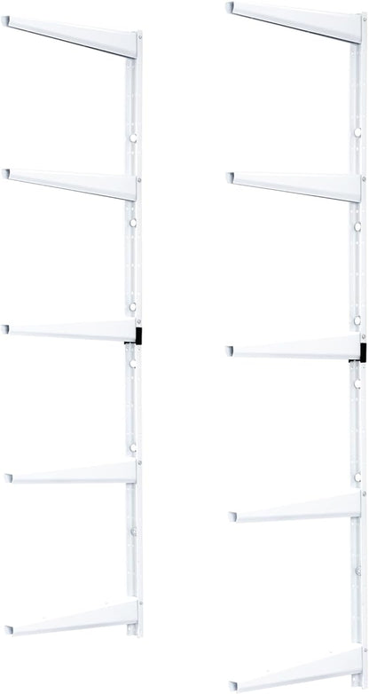 Minimalistic White Shelf Brackets by Delta Cycle, Set of 10 Fully Adjustable 12-inch Heavy Duty Shelf Brackets, Holds Up to 800 lbs, Modern Shelf Bracket for Wood Shelves