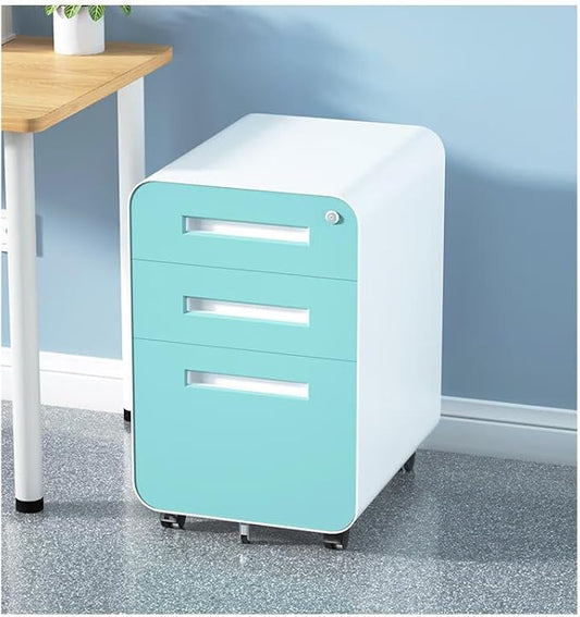 GarveeHome 3 Drawer Mobile File Cabinet with Lock, Under Desk Metal Filing Cabinet for Home Office, Under Desk Storage with 5 Wheels for A4/Letter/Legal Size, Fully Assembled