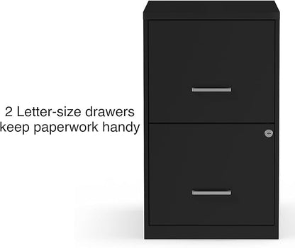 STAPLES 2-Drawer Vertical File Cabinet, Letter Size Documents, Lockable, 18.9" D x 14.3" W x 24.1" H, Black