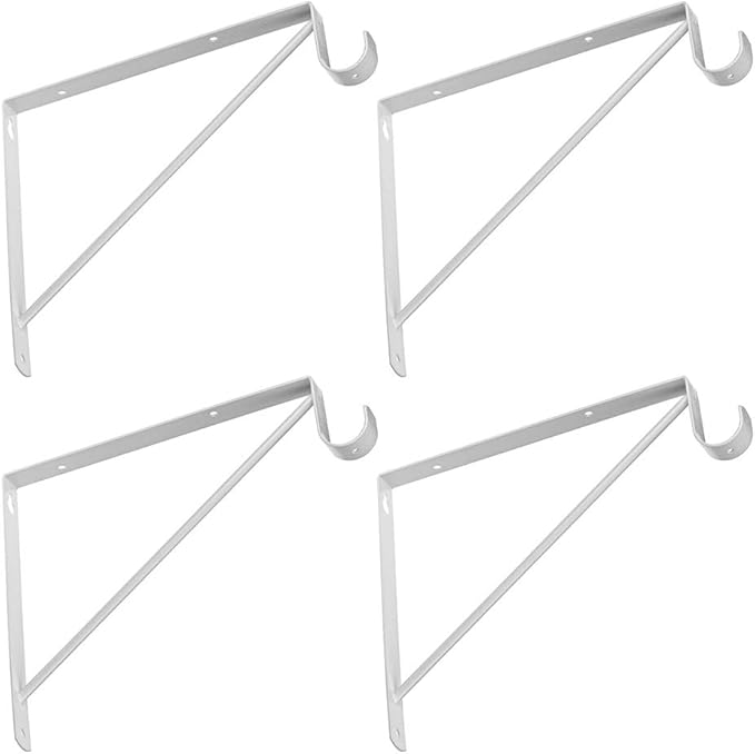 4 Pcs Shelf and Rod Brackets, Wall Mounted Shelf Supports White,SRB300