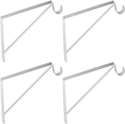4 Pcs Shelf and Rod Brackets, Wall Mounted Shelf Supports White,SRB300