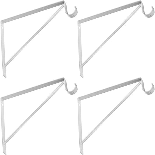 4 Pcs Shelf and Rod Brackets, Wall Mounted Shelf Supports White,SRB300