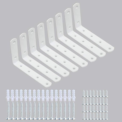 WINKER Corner Brace 8Pcs Shelf Bracket Heavy Duty White Steel L WINKER Corner Brace, Decorative Joint Angle Bracket for Shelf 5 InchX3 Inch Shelves Wall Hanging Bracket with Screws(16PCS))