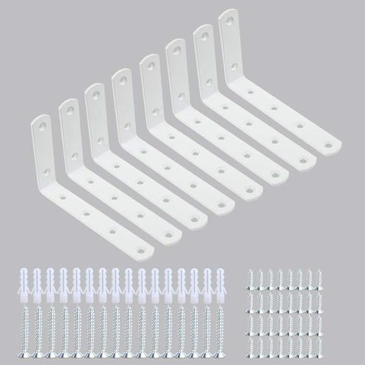 WINKER Corner Brace 8Pcs Shelf Bracket Heavy Duty White Steel L WINKER Corner Brace, Decorative Joint Angle Bracket for Shelf 5 InchX3 Inch Shelves Wall Hanging Bracket with Screws(16PCS))