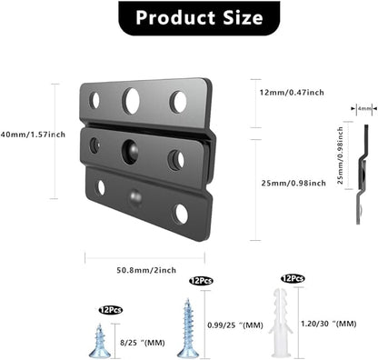 French Cleat Picture Hanger- Non Loosen Interlocking Wall Mounting Bracket- Z-Style Picture Hanger Bracket Kit for Frames, Mirrors, Shelves, Art, Whiteboards, Frames (6, 2")