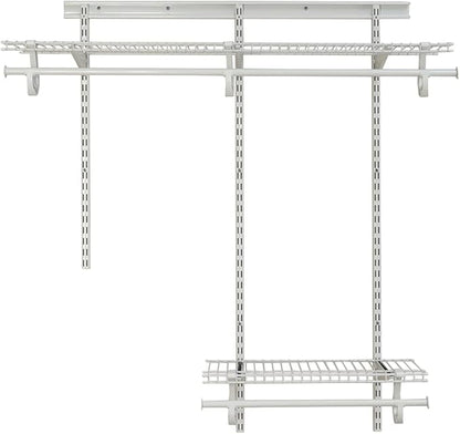 ClosetMaid ShelfTrack Wire Closet Organizer System, Adjustable from 2 to 4 Ft., With Shelves, Clothes Rods, Hardware, Durable Steel, White
