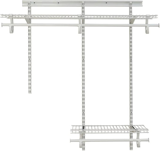 ClosetMaid ShelfTrack Wire Closet Organizer System, Adjustable from 2 to 4 Ft., With Shelves, Clothes Rods, Hardware, Durable Steel, White