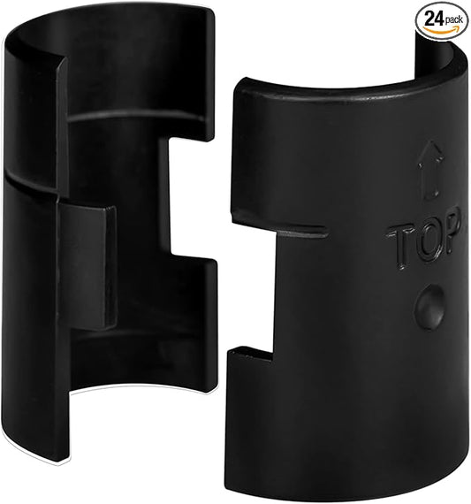 DuraSteel Wire Shelving Shelf Lock Clips / Shelving Sleeves - Fits with Thunder Group, Alera, Honey Can Do, Eagle, Regency, Metro and more - For 1" Post, Plastic, Black, Pack of 24 Pcs