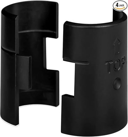 DuraSteel Wire Shelving Shelf Lock Clips / Shelving Sleeves - Fits with Thunder Group, Alera, Honey Can Do, Eagle, Regency, Metro and more - For 1" Post, Plastic, Black, Pack of 4 Pcs