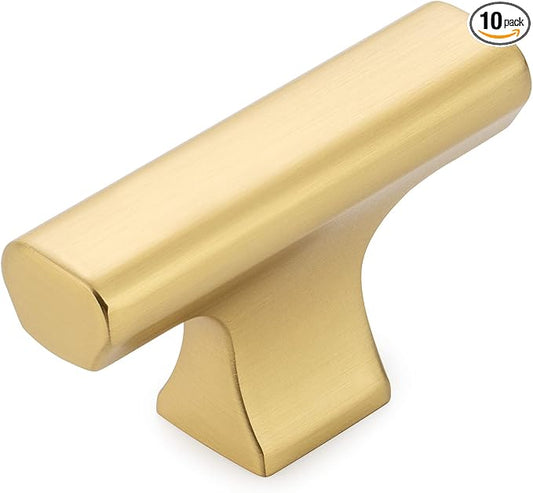 KOOFIZO 10-Pack Cabinet Knob - Brushed Gold Pull Handle (50mm / 2 Inch), K20 Solid Hardware for Kitchen Cupboard Door, Bedroom Dresser Drawer, Bathroom Wardrobe