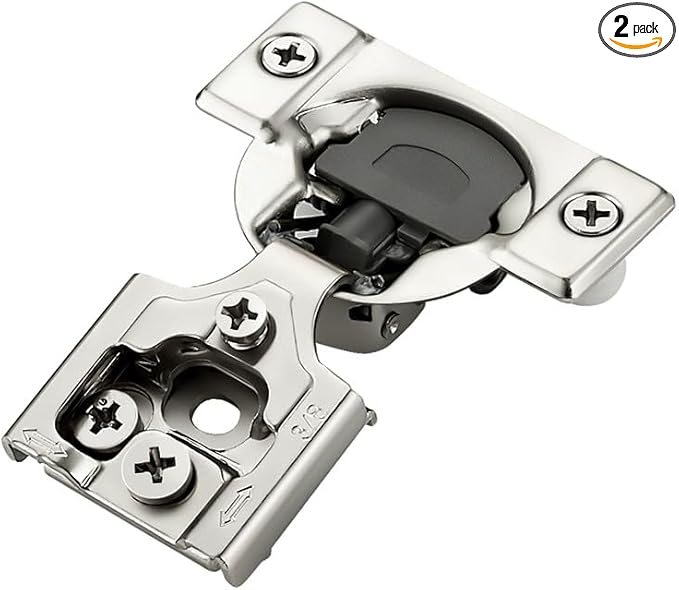 2 Pack 1 Pair 3/8 inch Overlay Soft Close Hinges for Kitchen Cabinet Hinges Satin Nickel Hidden Hinges Stainless Steel Concealed Hinge self Closing