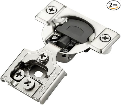 2 Pack 1 Pair 3/8 inch Overlay Soft Close Hinges for Kitchen Cabinet Hinges Satin Nickel Hidden Hinges Stainless Steel Concealed Hinge self Closing