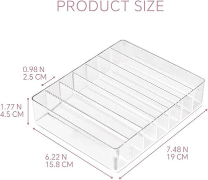 Makeup Organizer for Eyeshadow Palette and Lipstick Organizer, 7 Section Divided Makeup Palette Organizer for Vanity Drawer Countertop Modern Cosmetics Storage(7.48" x 6.22" x 1.77")