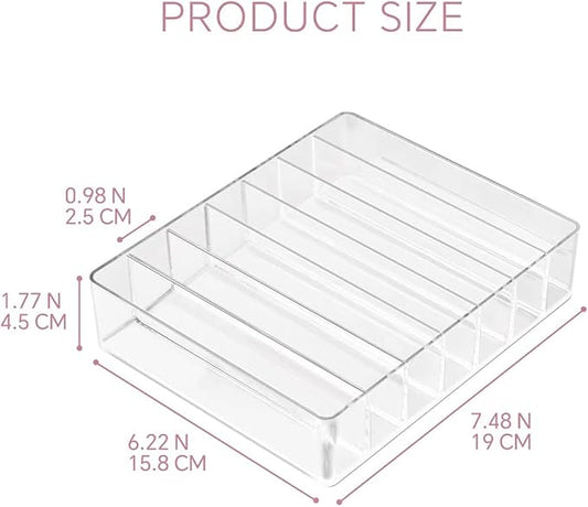 Makeup Organizer for Eyeshadow Palette and Lipstick Organizer, 7 Section Divided Makeup Palette Organizer for Vanity Drawer Countertop Modern Cosmetics Storage(7.48" x 6.22" x 1.77")