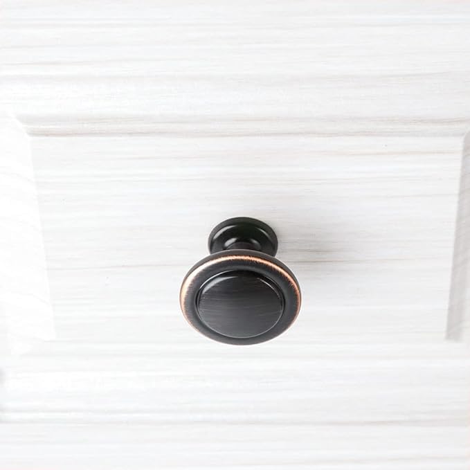 KOOFIZO Round Cabinet Knobs Oil Rubbed Bronze Cabinet Pulls, Dia. 1-1/4 Inch, 30 Pack Bronze Drawer Knobs for Kitchen Cabinets 1960 Drawers Dresser Cupboard Bedroom Bathroom