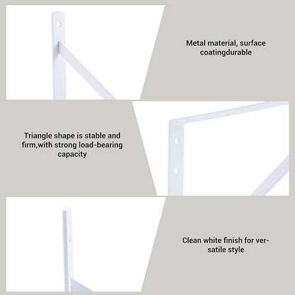 HOME MASTER HARDWARE 20 x 13 inch Heavy Duty Shelf Brackets, 6-Pack White Metal L Brackets - 90 Degree Angle Supports for Wall Mounted Wood Shelving, Floating Shelves with Screws