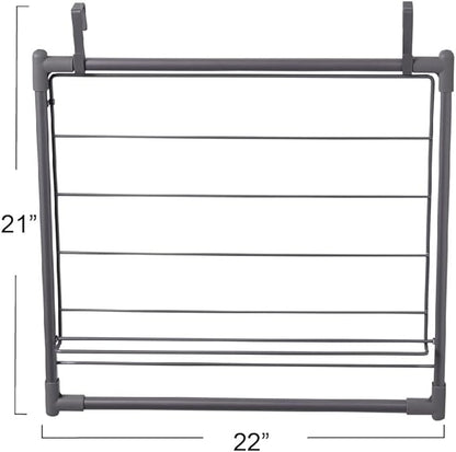 Household Essentials Metal Expandable Over the Door Drying Rack, Gray