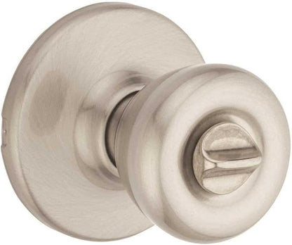 Kwikset Tylo Interior Privacy Door Knob with Lock, Door Handle For Bathroom and Bedroom, Satin Nickel Keyless Turn Lock Doorknob, with Microban Protection