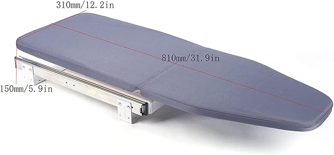180° Rotation Wall-Mounted Ironing Board Foldable Clothes Ironing Table Pull-Out Stow Away Ironing Board Retractable Small Ironing Board Ironing Storage Station for Home Apartment Gray