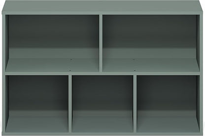 Furinno LUDER Book Shelf, 5-Cube Bookshelf, Reversible Bookcase, 9.4" x 19.5" x 31.5", for Living Room, Bedroom, Home Office, Sage Green