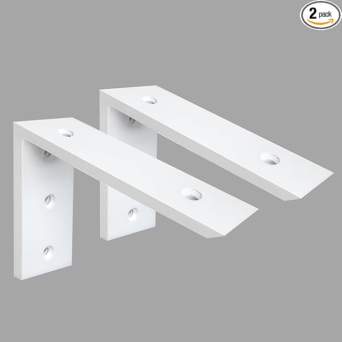 Countertop Support 2 Pack 8 Inch Heavy Duty 3/8" Thick White Granite Bracket 8"x6"x2.5" Shelf L Mantel Corbels for Quartz/Wood/Concrete/Laminate