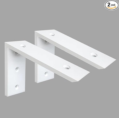 Countertop Support 2 Pack 8 Inch Heavy Duty 3/8" Thick White Granite Bracket 8"x6"x2.5" Shelf L Mantel Corbels for Quartz/Wood/Concrete/Laminate