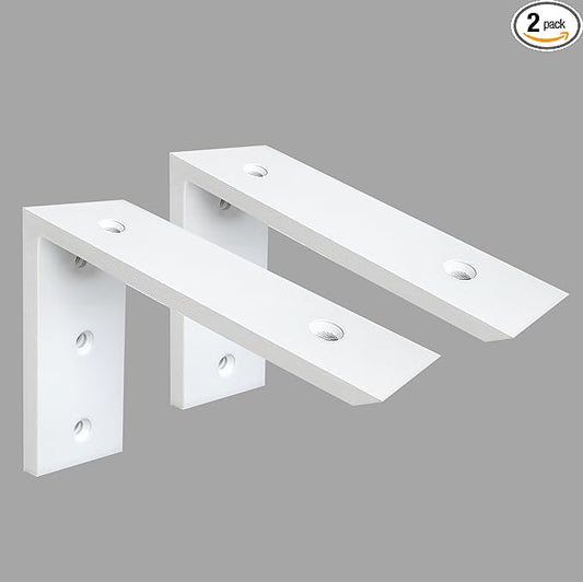 Countertop Support 2 Pack 8 Inch Heavy Duty 3/8" Thick White Granite Bracket 8"x6"x2.5" Shelf L Mantel Corbels for Quartz/Wood/Concrete/Laminate