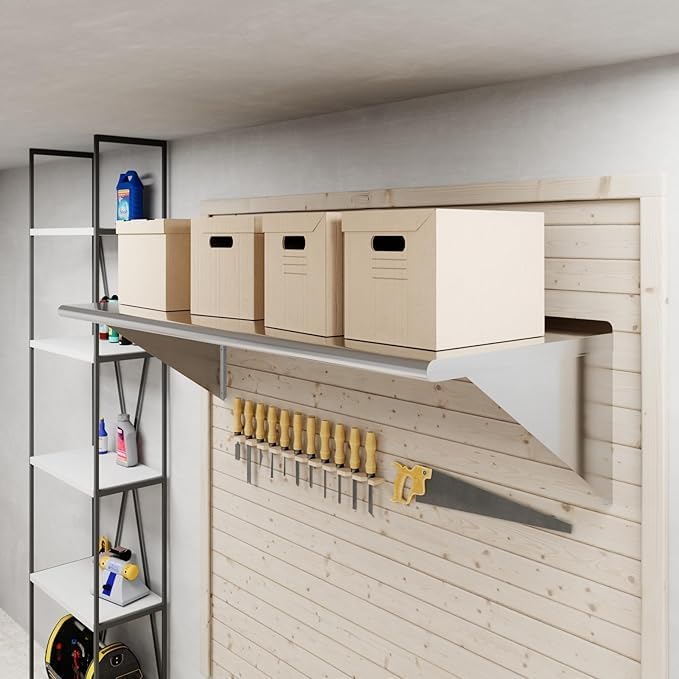 Stainless Steel Wall Shelf | Metal Shelving | Garage, Laundry, Storage, Utility Room | Restaurant, Commercial Kitchen | NSF Certified | (24” x 60”)