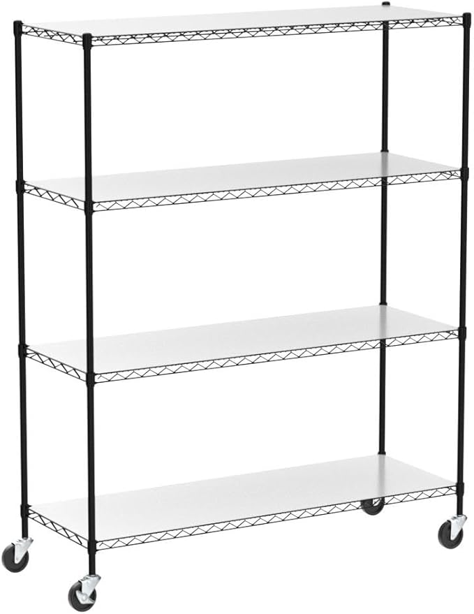 CAPHAUS NSF Commercial Grade Heavy Duty Wire Shelving w/Wheels, Leveling Feet & Liners, Storage Metal Shelf, Garage Shelving Storage, Utility Wire Rack Storage Shelves, 60 x 24 x 76 4-Tier w/Liner