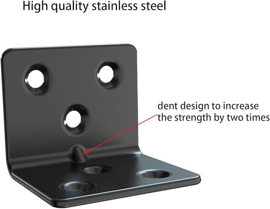 Black Stainless Steel Shelf Bracket,Joint Right Angle Bracket,L Shape Heavy Duty Metal Corner Brace Shelf Supporter for Wood Aufuga (20, 1.5x1.2x1.2)
